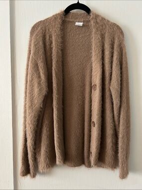 Amazon Women's Fuzzy Button-Front Cardigan - Brown